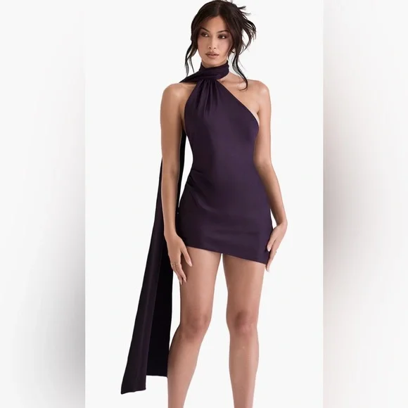House of CB Aida Satin Minidress - Nightshade Small - Picture 4 of 4
